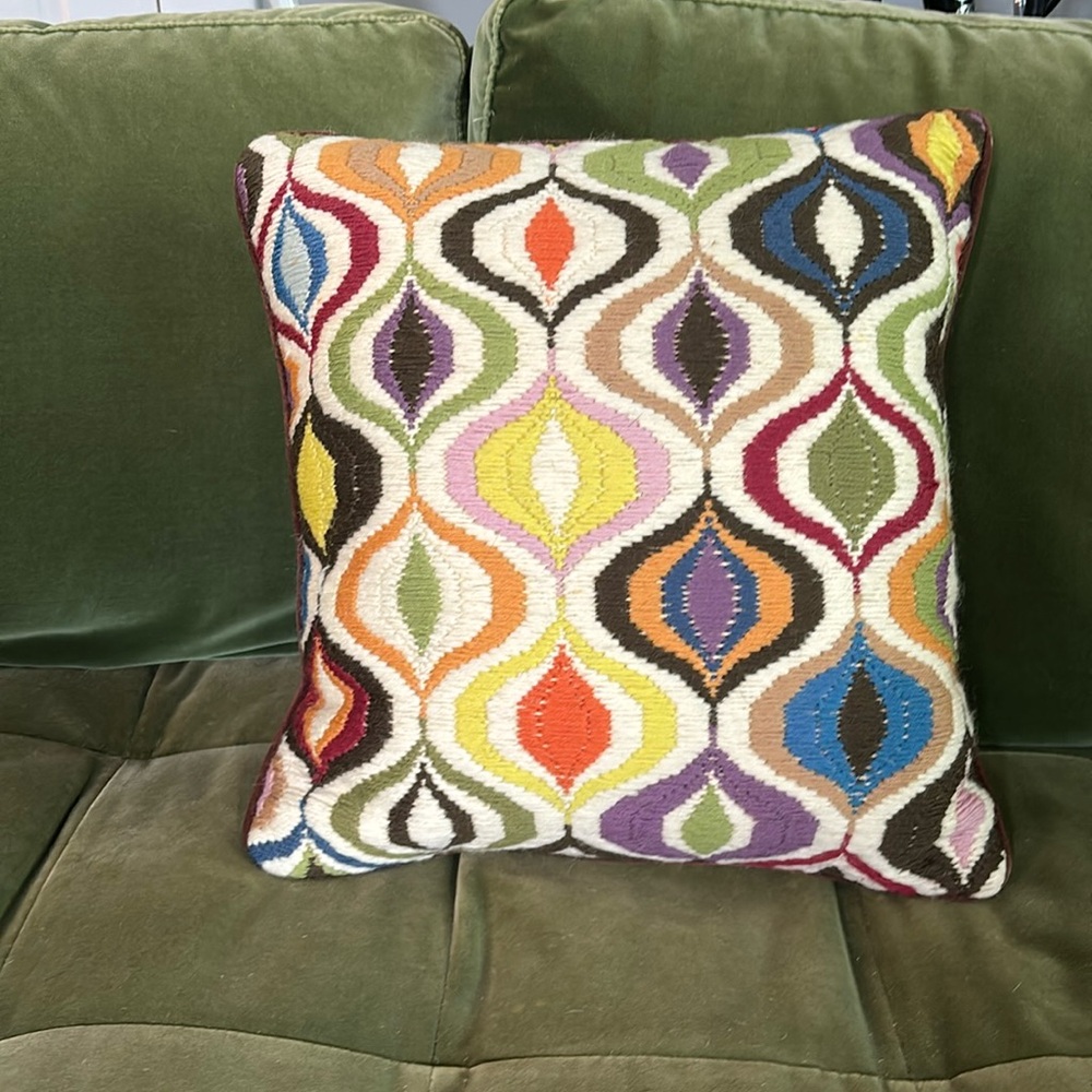 Jonathan Adler wool embroidered pillow